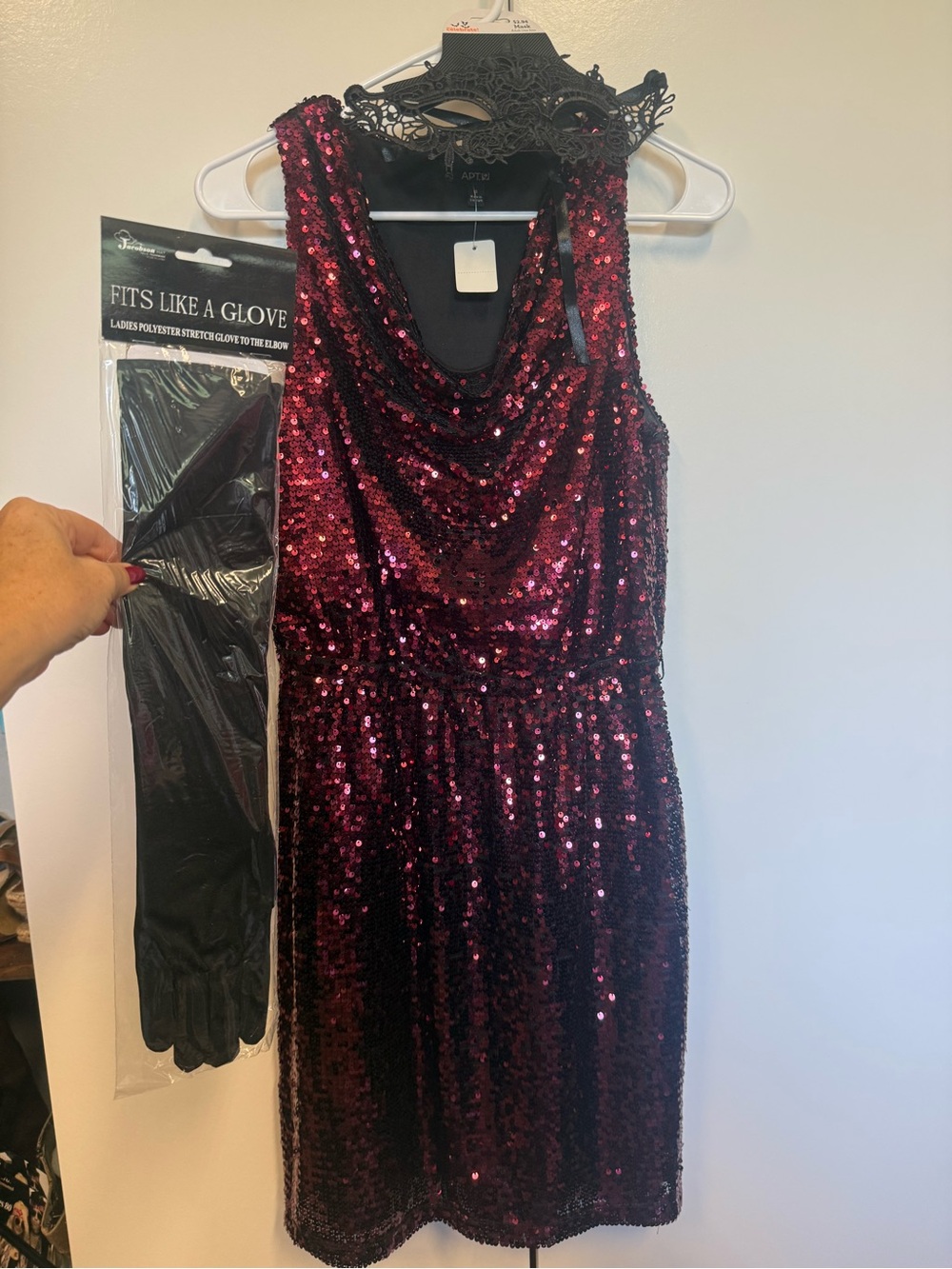 Apt. 9 Burgundy Sequin Sleeveless Mini Dress - masquerade, prom, flapper costume